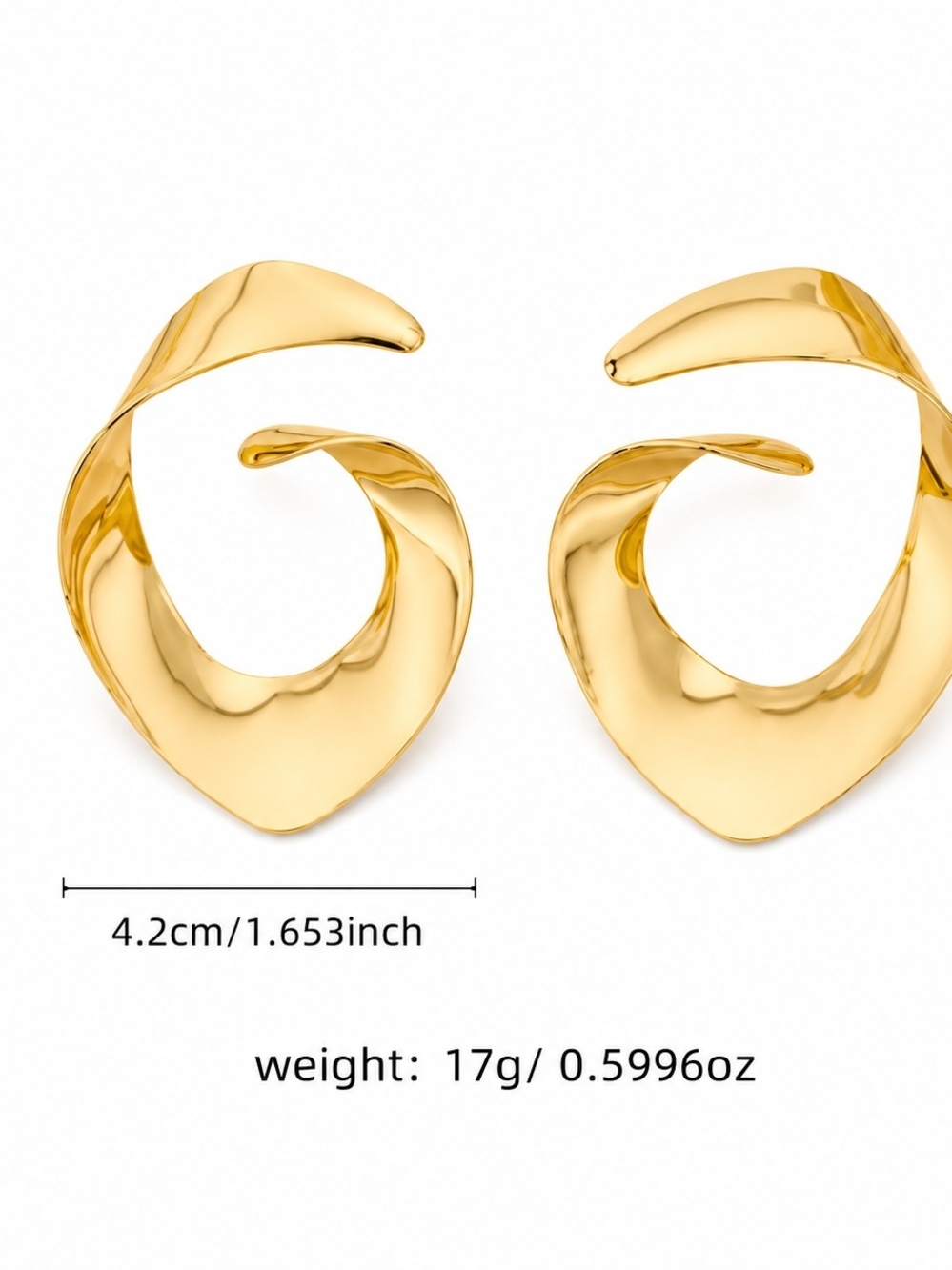 Gold Twisted Hoop Statement Earrings - Women Jewelry - Picture 3 of 4
